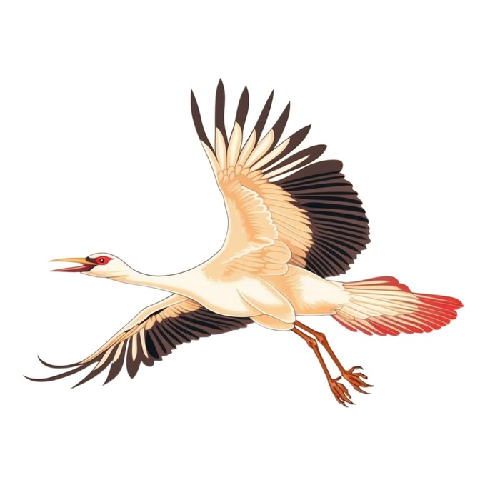 国潮插画白鹤鸟