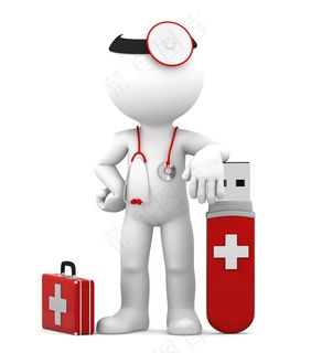 紧急处理的商务3D小人高清图片