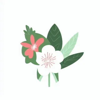 一丛花朵有绿叶手绘卡通png免抠