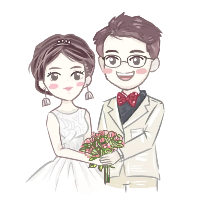 婚纱卡通人物婚礼白纱结婚婚纱摄影手绘