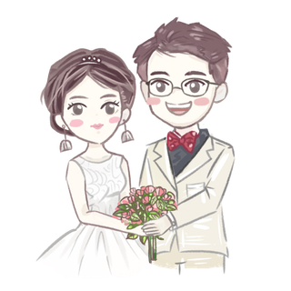 婚纱卡通人物婚礼白纱结婚婚纱摄影手绘