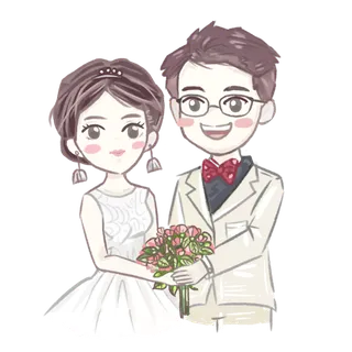 婚纱卡通人物婚礼白纱结婚婚纱摄影手绘
