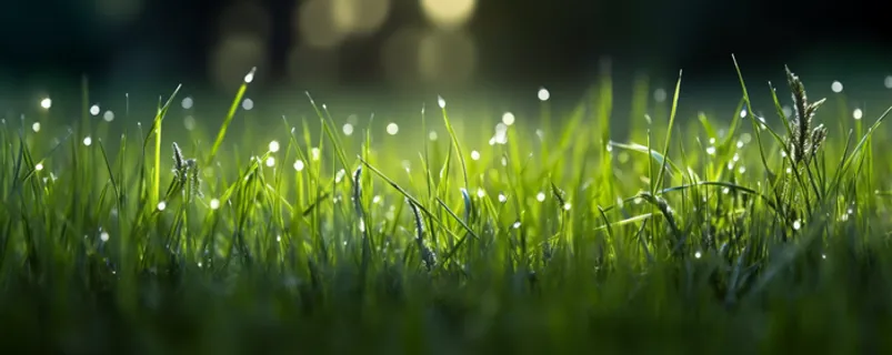 茂密的绿色草丛静距离拍摄叶子上挂载水滴摄影图