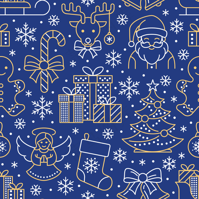 线性圣诞元素 