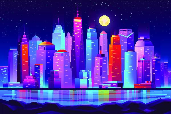 时尚潮流赛博朋克元宇宙虚拟城市夜景Banner海报背景AI矢量图素材eps,ai矢量模版下载