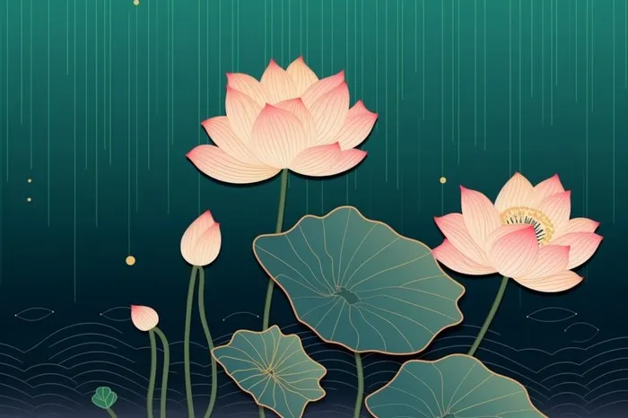 绿色简约清新莲花节气背景(1344x896)