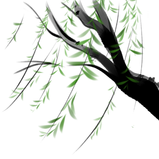 春天绿色春季水墨柳树柳条柳叶春季海报设计PNG免扣素材