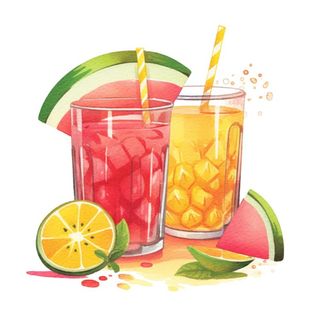 夏日冰水果饮料免抠