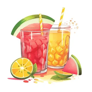 夏日冰水果饮料免抠