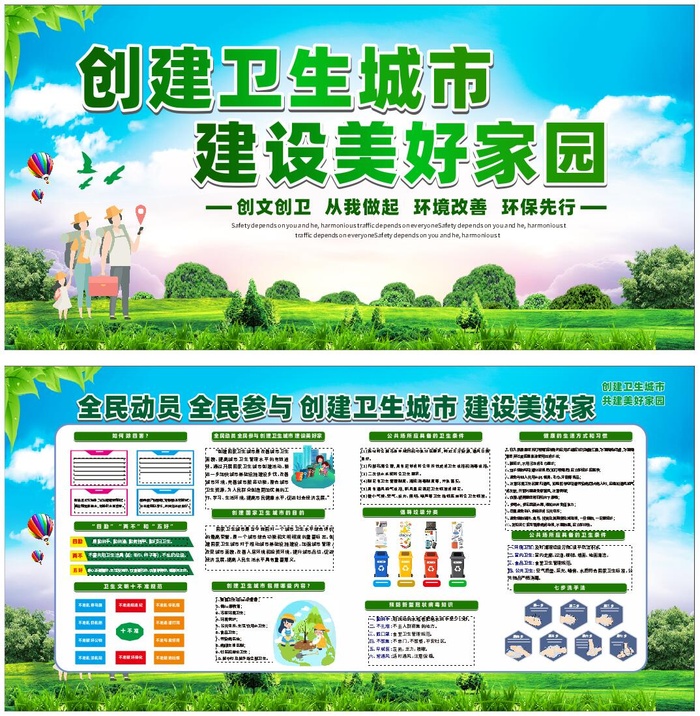 创建卫生城市展板cdr矢量模版下载