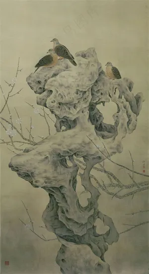 石鸟图艺术画 石鸟图艺术画