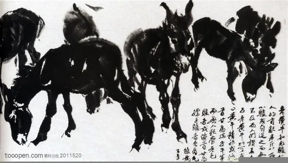 国画名家作品-黄胄的群驴图卷