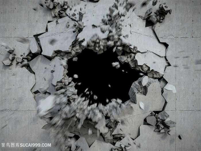 被爆破的墙壁高清图片