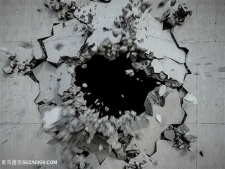 被爆破的墙壁高清图片