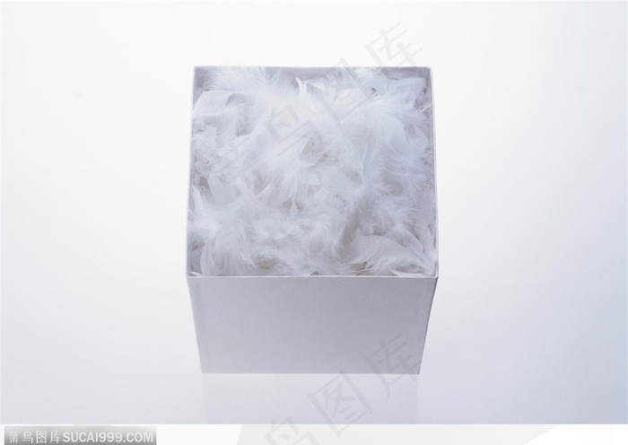礼物饰品-装满白色羽毛的盒子