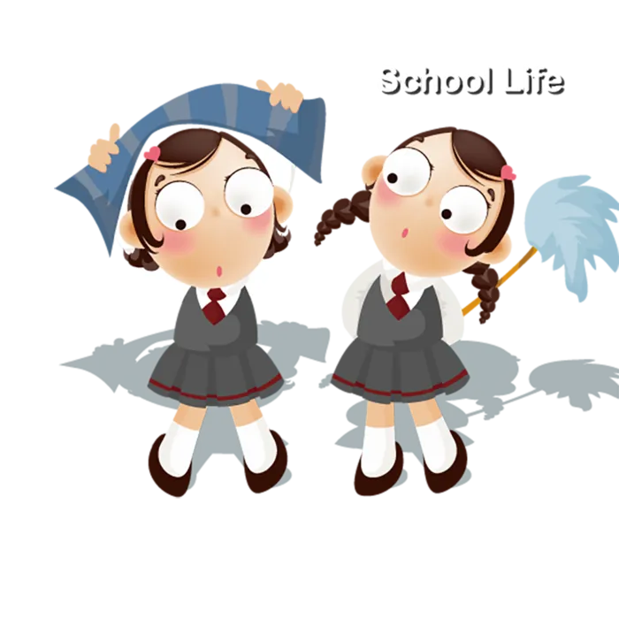 卡通校园生活简笔女孩少儿兴趣班