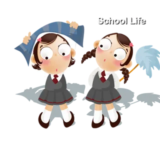 卡通校园生活简笔女孩少儿兴趣班