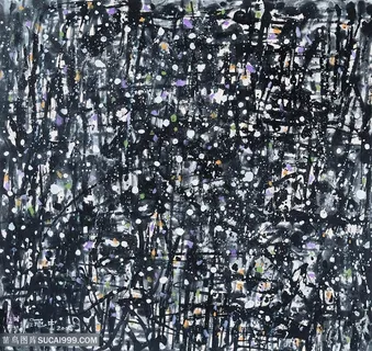 吴冠中手绘水墨艺术背景装饰画