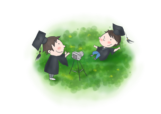 手绘卡通博士学士素材 毕业季素材4