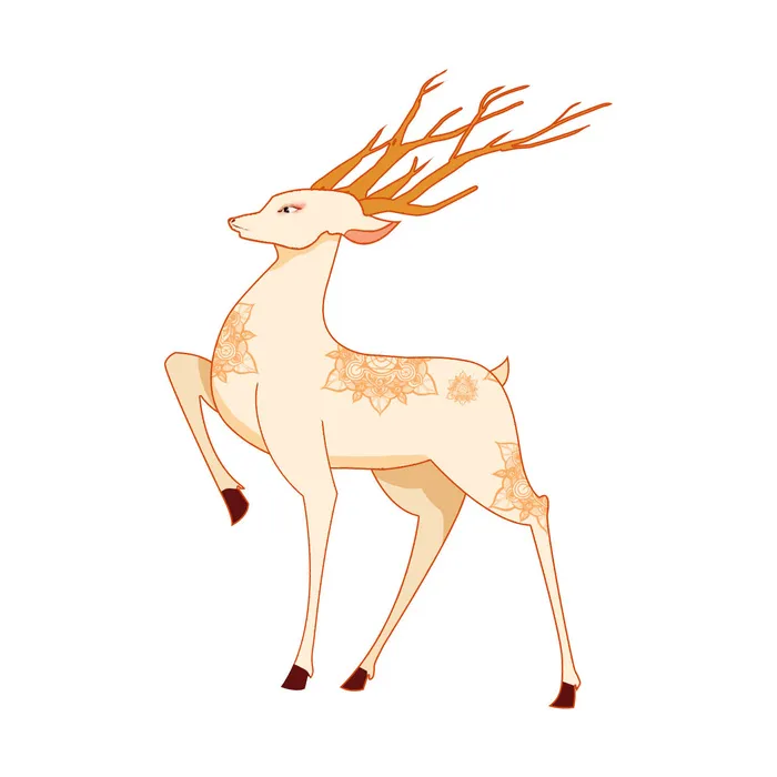 手绘国潮中国风敦煌神话九色鹿仙鹿麋鹿白鹿插画装饰PSD设计素材psd模版下载