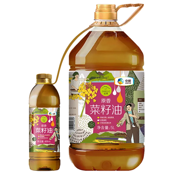 中粮初萃菜籽油5升 (3)超市商品白底图免抠实物摄影png格式图片透明底