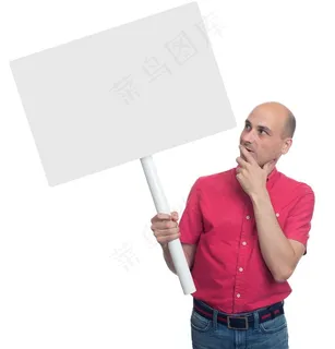 手拿白色广告牌的外国男子高清摄影 手拿白色广告牌的外国男子高清摄影