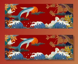 国潮风格海报背景