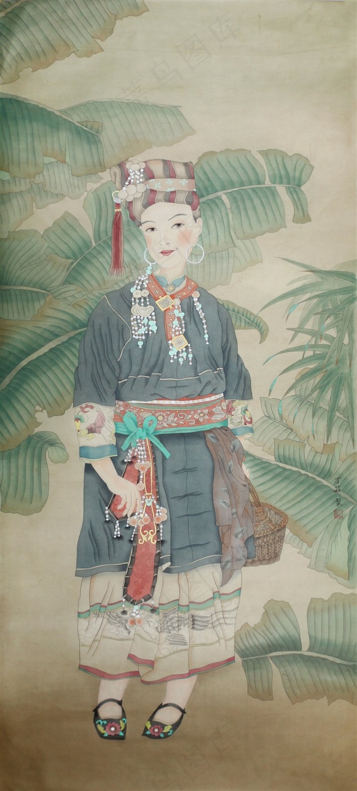 少数民族少女艺术画
