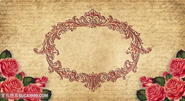 复古风格花朵边框背景图