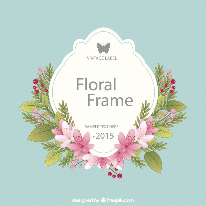 免抠复古花卉边框标签