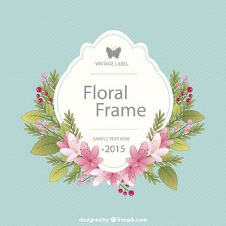 免抠复古花卉边框标签