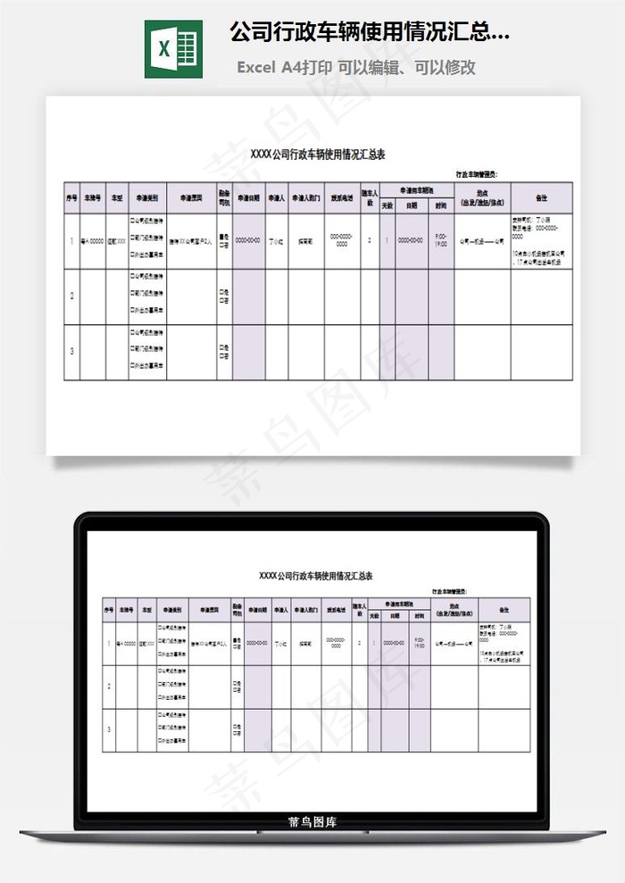 公司行政车辆使用情况汇总表