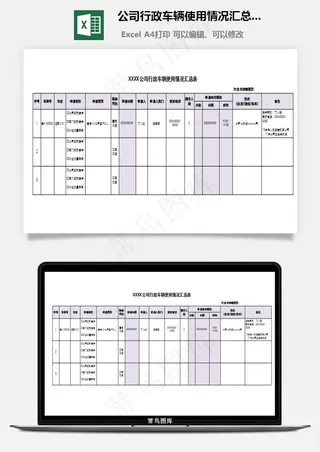 公司行政车辆使用情况汇总表