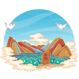 国潮风旅游建筑城市地标景区北京上海插图插画元素素材设计模板