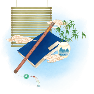 古风乐器培训免抠素材 