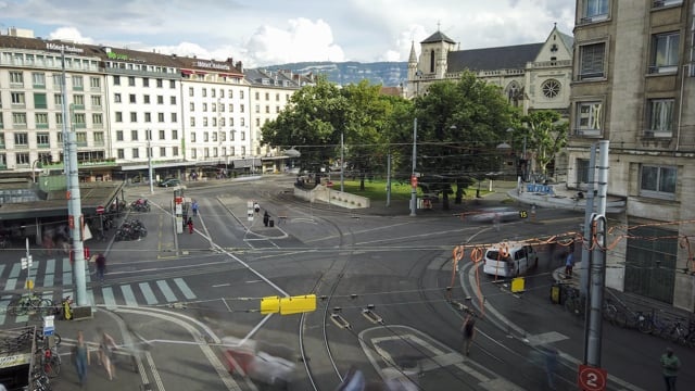 日内瓦, 瑞士, 火车站, 城市景观, 延时摄影, 城市的