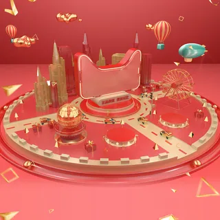 立体C4D场景电商首页主图直通车促销banner海报背景PSD素材