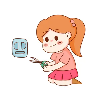 可爱手绘用电安全人物元素 