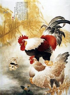 油画 鸡群 风景 背景墙