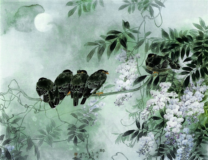 古典韵味花鸟工笔画