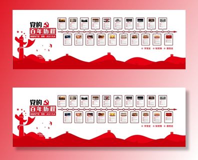 党建党史文化墙源文件CDR平面效果图