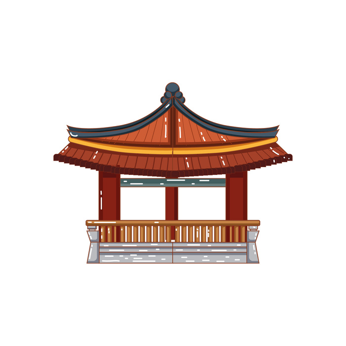 复古中国风国潮古建筑插画手绘高楼古塔AI素材亭子png免抠图ai矢量模版下载