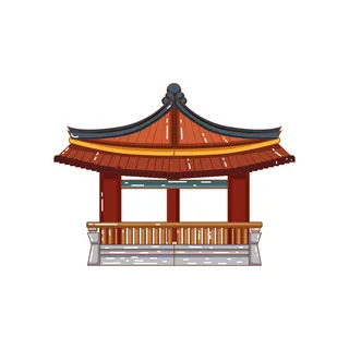 复古中国风国潮古建筑插画手绘高楼古塔AI素材亭子png免抠图