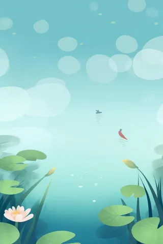 唯美荷塘荷叶节气背景