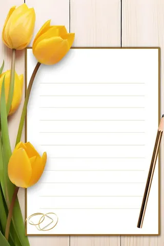 康乃馨黄色纸张笔唯美背景