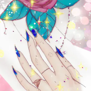 少女与玫瑰彩色手绘  