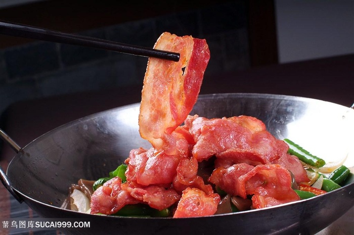 中华美食热干锅培根元份大摄影图