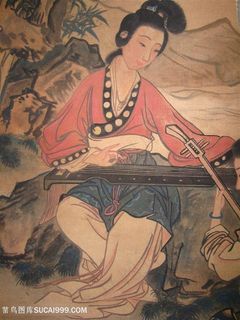 古典美女山脉高清装饰画