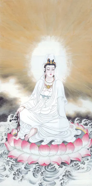 中国国画之观音坐在莲台上 中国国画之观音坐在莲台上