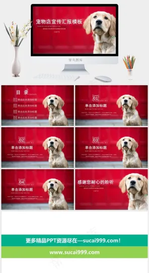 宠物主题PPT模板ppt模版预览图